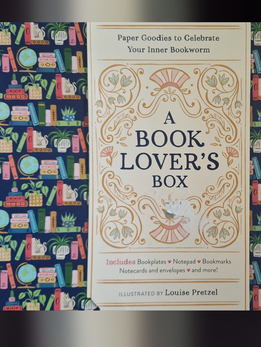 A Book Lover's Box Illustrated Gift Set - Navy, Cream, Gold Accents